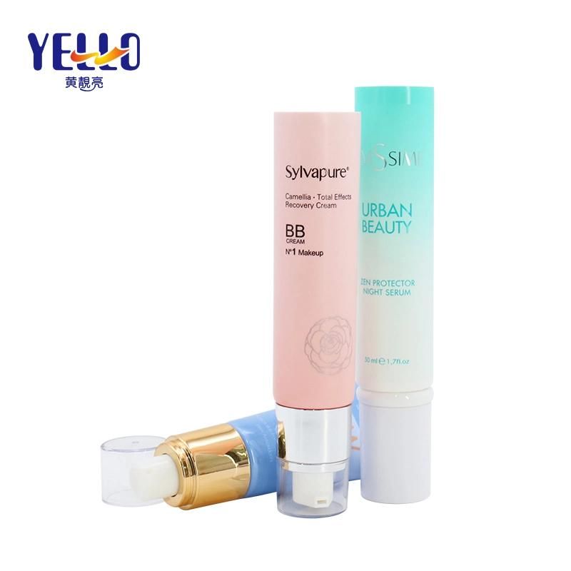 Pink Cosmetic Tubes Packaging Foundation Tube with Silver Airless Pump