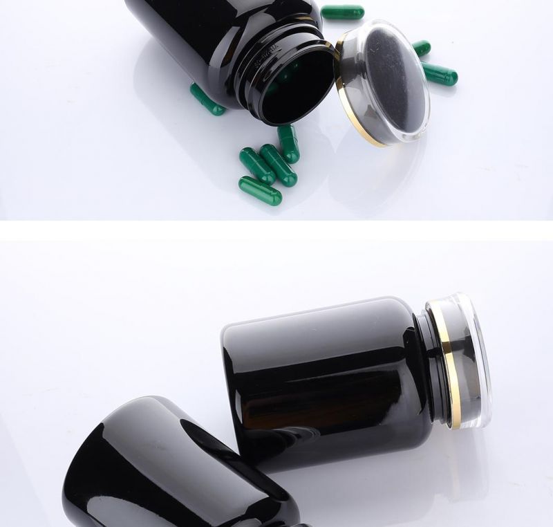 190ml Pet Black Round Medicine Bottle Empty Capsule Pills Container Bottle