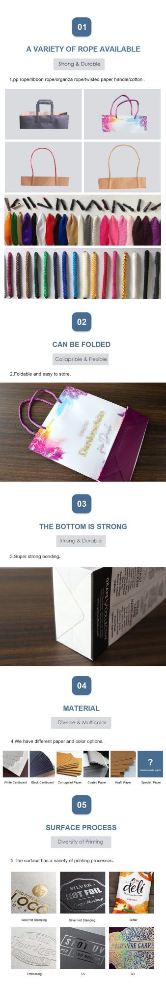 Logo Printed Paper Kraft Shopping Gift Packaging Paper Bag with Rope Handle for Cosmetic/ Clothing/ Gift