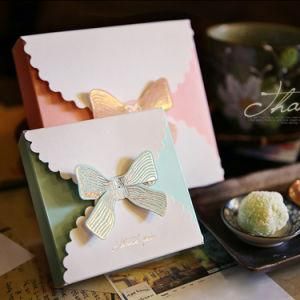 White Cardboard Bow Gift Hot Stamping Color Box Gift Jewelry Folding Paper Box
