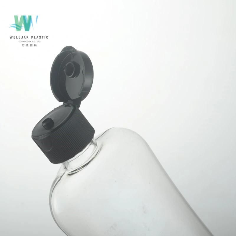 100ml Plastic Pet Flat Bottle with Black Flip Cap