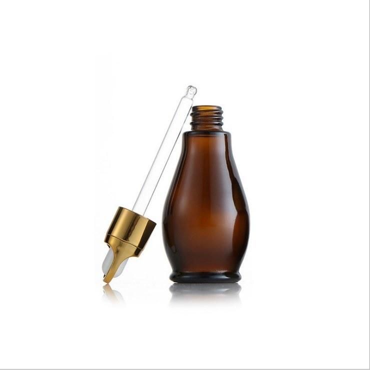 Amber Glass Dropper Bottle Single Gourd Shaped Essential Oil Bottle 10ml, 20ml, 30ml, 50ml, 100ml