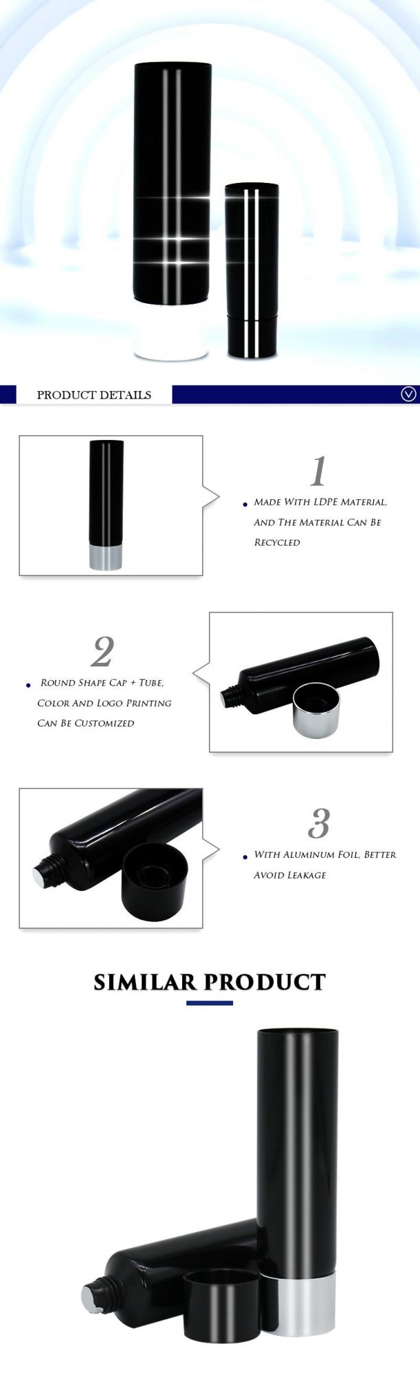 Matte Black Cosmetic Skincare Packaging Soft Plastic Squeeze Hand Cream Tubes Lotion Tube with Screw Cap