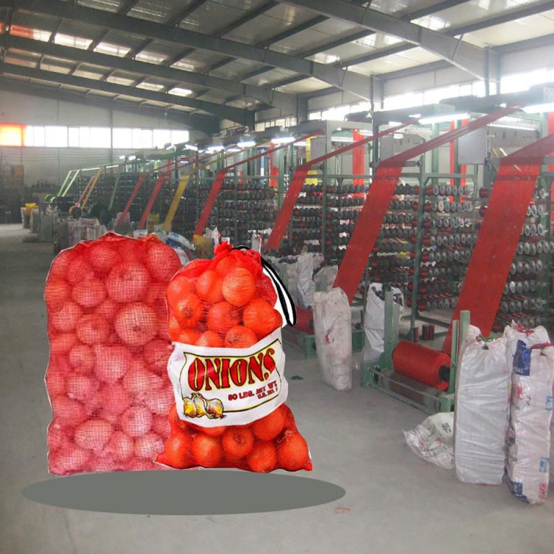 Firewood Vegetable Onion Potato Fruit Packaging PP Tubular Net Mesh Bag with Drawstring