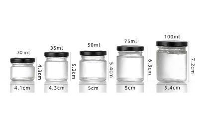Sticker Label Mini Small 25ml 30ml 1 Oz Cylinder Round Empty Honey Food Jam Glass Jar for Wedding