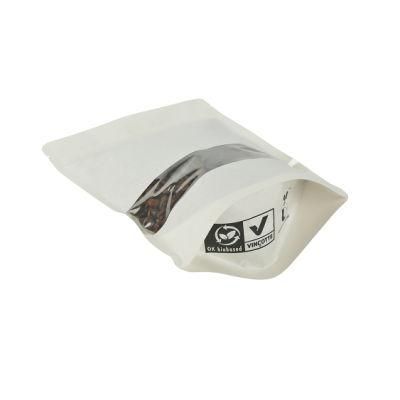 Eco Friendly White Kraft Paper Stand up Packaging Zip Pouch Bags with Clear Window Wholesale