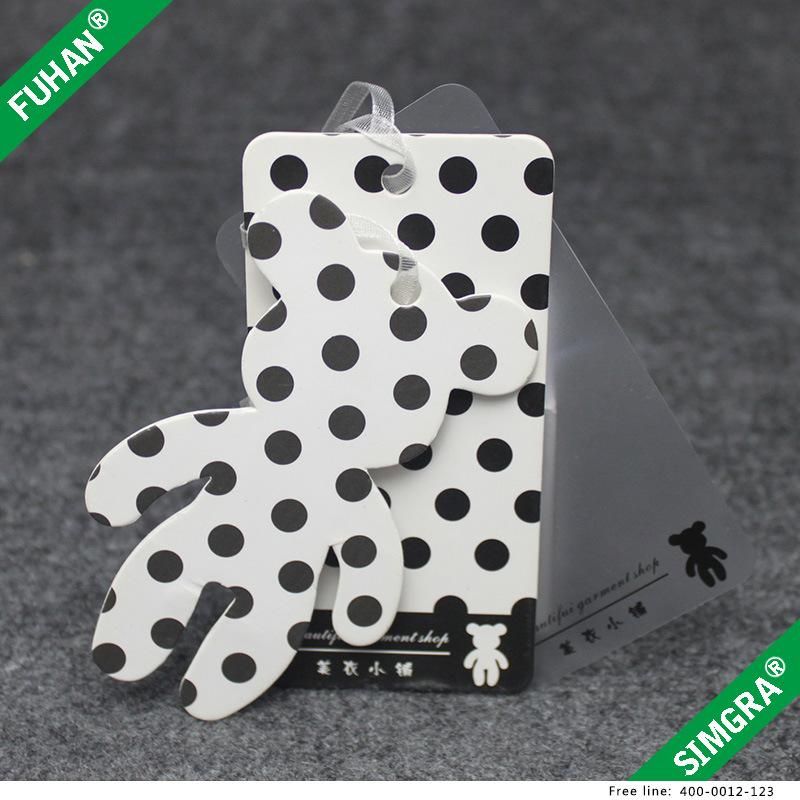 Cartoon Bear Shaped Polka DOT Printed Swing Tag Paper Hangtag