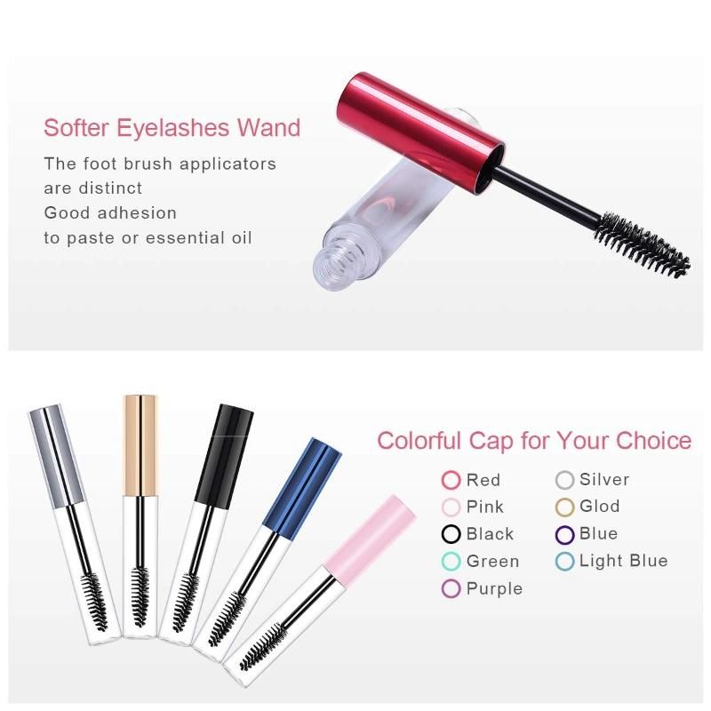 Wholesale 10ml Empty Eyelash Serum Mascara Wand Tube with Pink Black Yellow Brush Lids