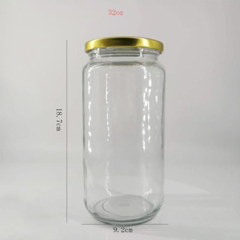 1 Liter Glass Jar Wide Mouth Large 32 Oz 1000ml 1 L 1 Liter Spices Honey Pickles Packaging Glass Container