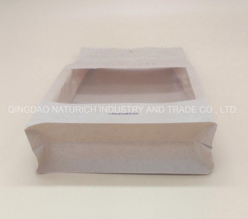 Flexo Printing Flat Bottom Paper Bag with Clear Arch Window