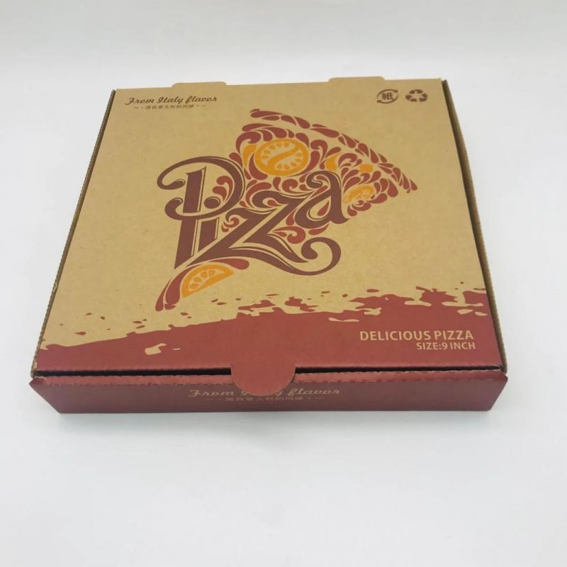 Square Pizza Box Disposable Biodegradable Customied Paper Pizza Box with Handle