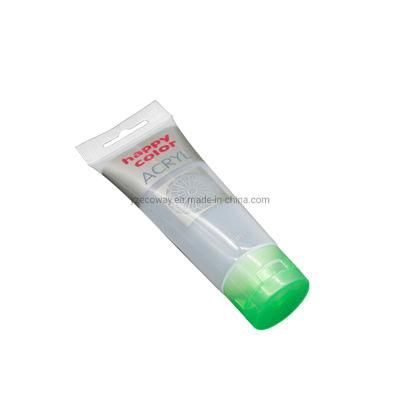 Hot Selling 75ml PE Transparent Tube and Translucent Green Flip Acrylic Paint Tube