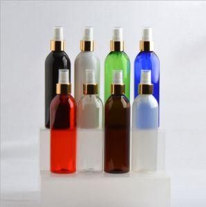 250ml Pet Plastic Boston Round Shoulder Gold and Silver Mist Spray Bottle