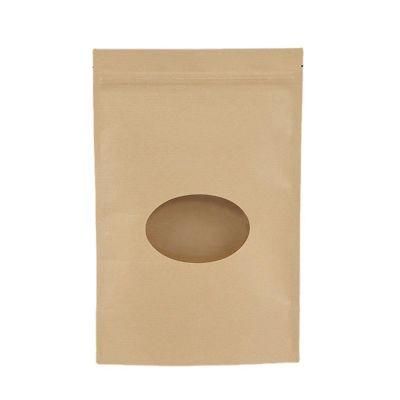 Kraft Paper Zipper Bag with Elips Clear Window