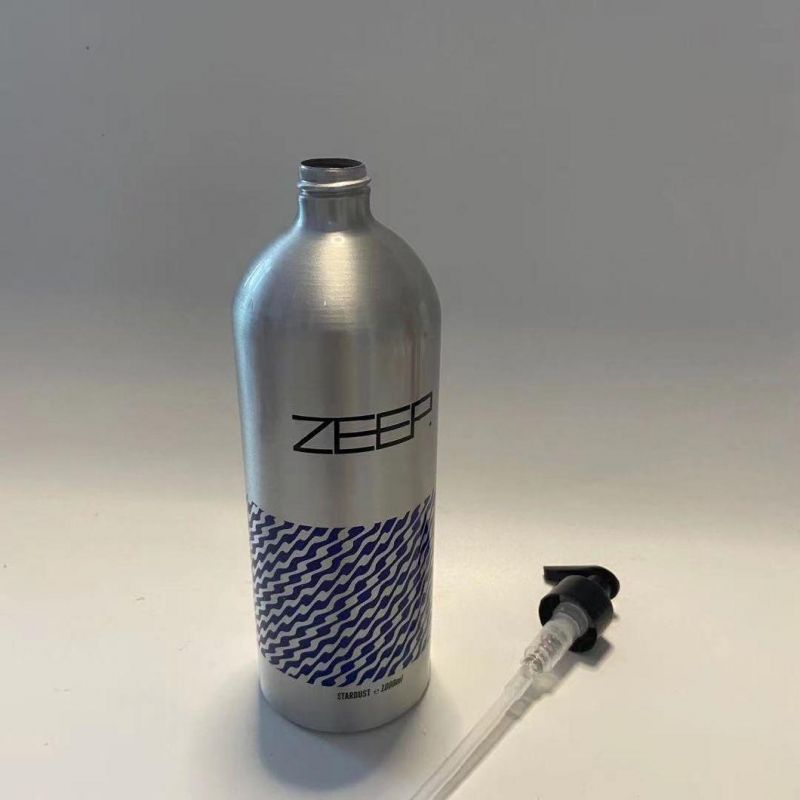 Pure Metal Customized Aluminum Screw Bottle with Lotion Pump 1000ml for Shampoo Conditioner