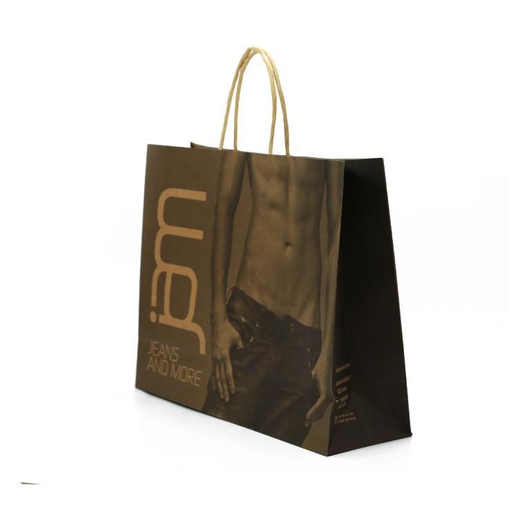 Black Biodegradable Craft Custom Logo Printed Kraft Paper Carry Bag