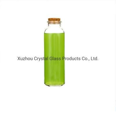 Hexagonal 350ml Glass Juice Beverage Bottles with Cork and Aluminum Screw Lid