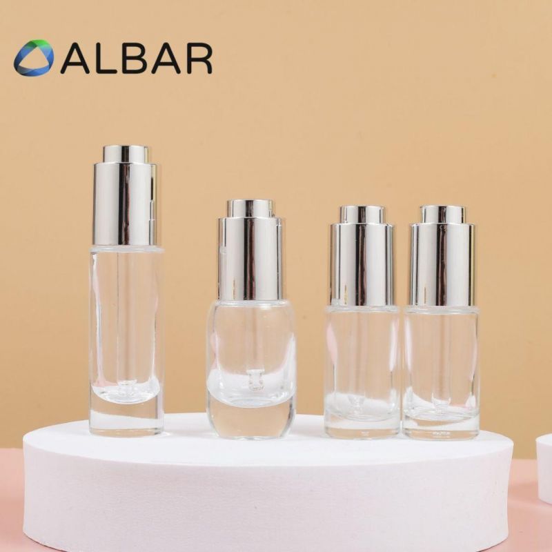 Mini Size Portable 30ml 50ml Serum Glass Bottles with Clear Frosted Customized