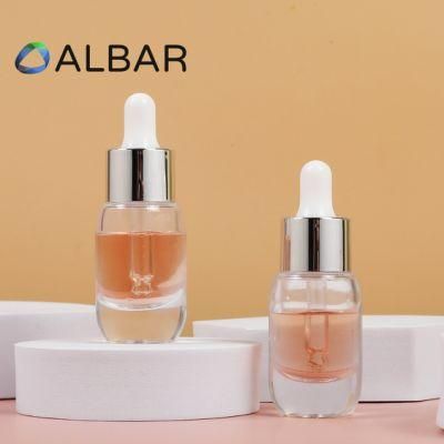 20ml Clear Crystal Silver Pump Flat Shoulder Thick Bottom Cosmetics Glass Bottles
