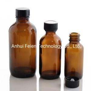 1oz 30 Ml Amber Empty Bottle Packaging Round Boston Glass Amber Bottle with Cap