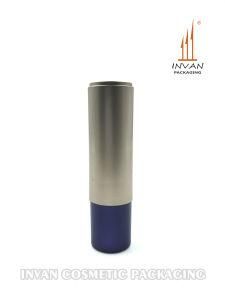 Cosmetic Packaging Round Matte Golden Cap and Blue Metalizing Lipstick Container for Makeup