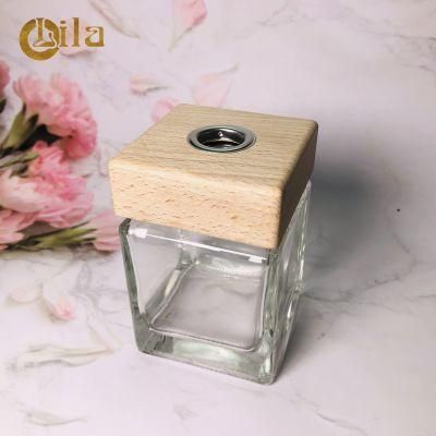 Factory Price Cosmetics 200ml Cosmetic Glass Perfume Eco-Friendly Diffuser Bottle with Wood Cap