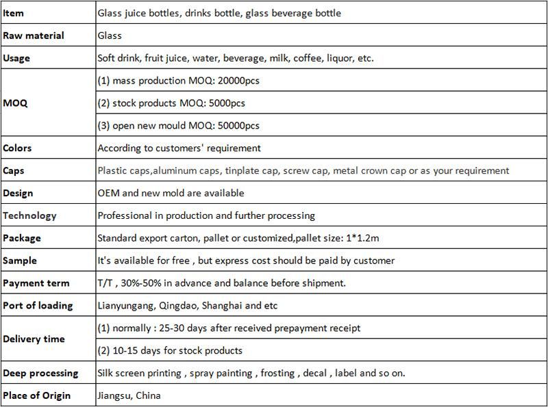 500ml Glass Bottle Water Bottle Juice Bottle Manufacture Supply Directly