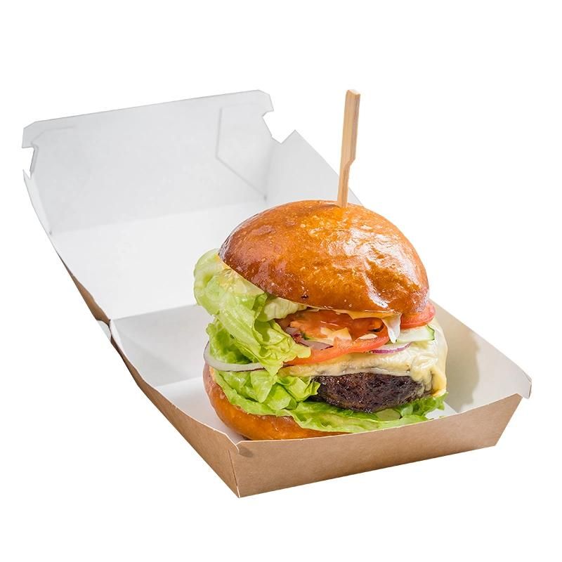 Customized Cardboard Burger Box Fast Food Takeaway Packaging Kraft Paper Hamburger Box