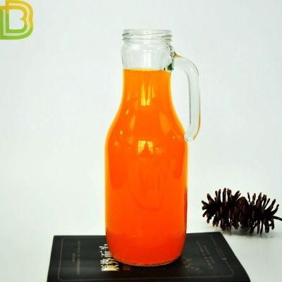 Juice Beverage Water Food Packaging Glass Bottle with Different Handle