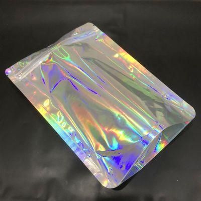 Custom Logo Zipper Holographic Cosmetic Packaging Bags / Holographic Pouches for Eyeshadow Packaging