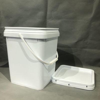 Square Plastic Pail with Plastic Handle Food Grade Bucket Wholesale for Storing Solid &amp; Liquid
