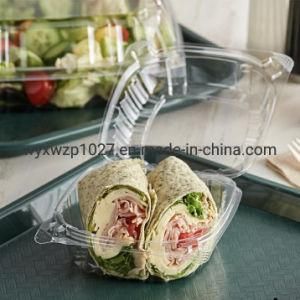 Disposable Plastic Square Hinged Loaf Food Lid Container for Salad and Bakery