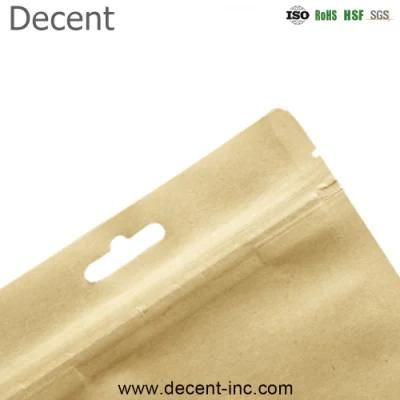 Bio Gradable Kraft Paper Aluminum Foil Material Stand up Zipper Pouch with Window.