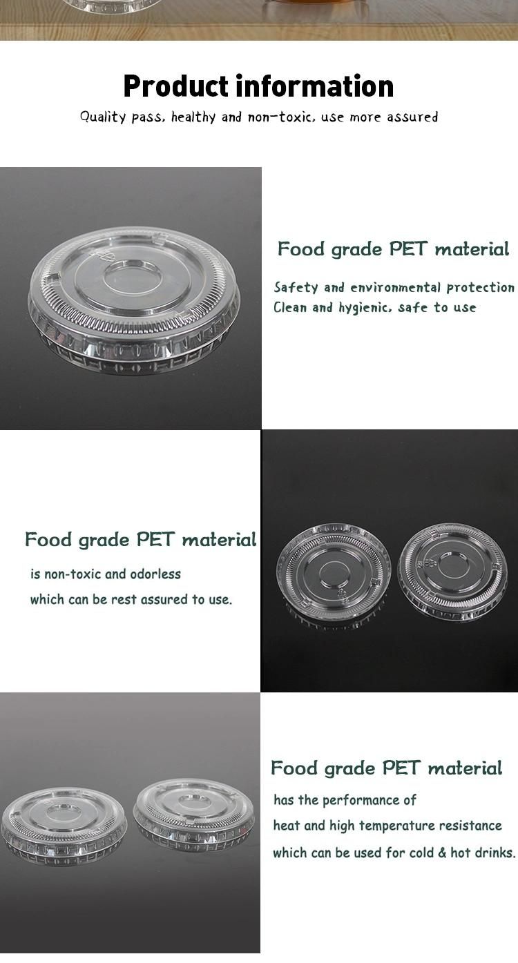 Disposable Plastic Tableware 85mm Diameter Pet Plastic Lid Transparent for Dessert