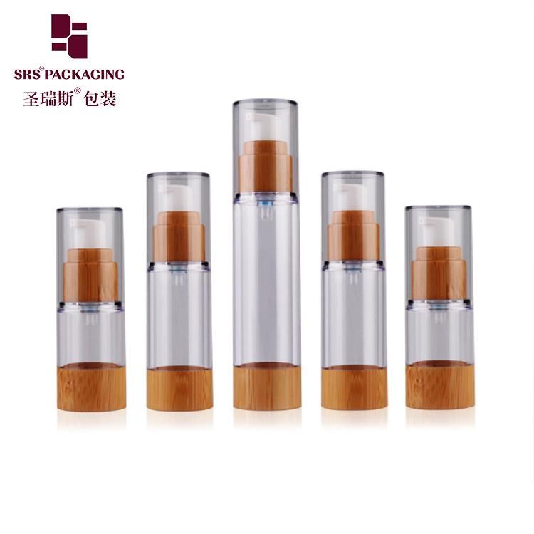 15g 30g 50g 80ml 100ml 120ml Cream Container Eco-friendly Bamboo Wooden Cap Acrylic Frost/Clear Glass Cosmetic Plastic Airless Pump Bottle/Jar