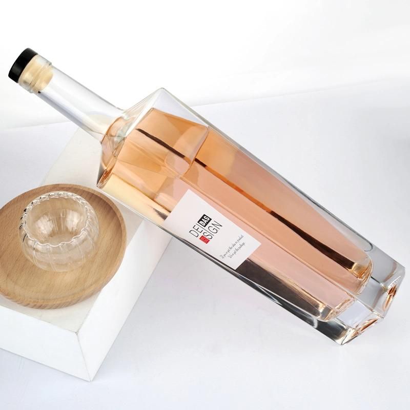 Manufacturers 750ml 750 Ml Empty Clear Thick Bottom Vodka Liquor Glass Bottles with Cork Cap