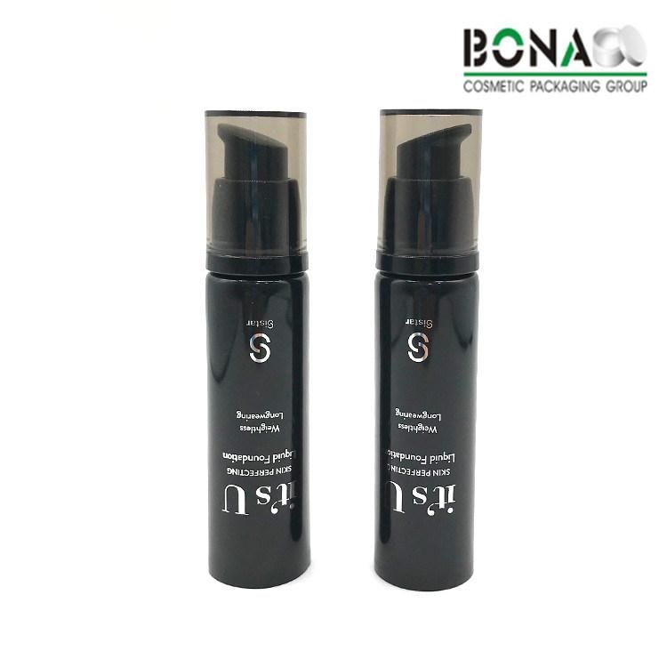 30ml 50ml PCR Matte Black Soft Touch Tube with Airless Pump for Cosmetic Packaging