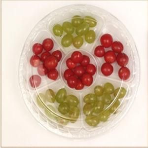 Pet 6 Compartment Plastric Packaging Fruit Salad Box with Clear Lid
