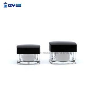 Different Capacity of Transparent Acrylic Square Cream Jar with Black Bottle Cap