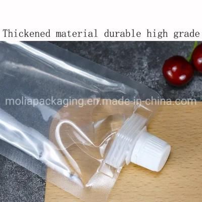 Custom Printed Clear Drink Reusable Food Spout Pouch Plastic Liquid Stand up Pouch with Spout Transparent Liquid Bag
