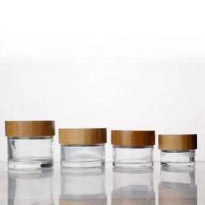 10ml 30ml 50ml 100ml 180ml 300ml Empty Cosmetic Skin Cream Glass Jar with Wooden Bamboo Lid Packaging