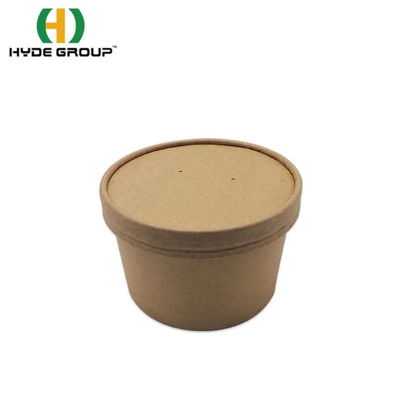 Hot Sale Disposable 16oz Paper Soup Cup Soup Bowl with Paper Plastic Lid