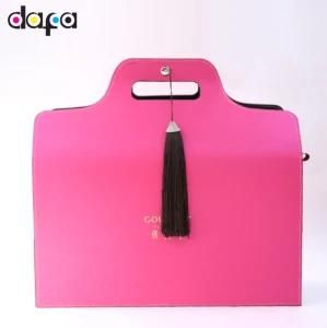 Factory Wholesale Logo Printing Custom Luxury Pink Leather Moon Cake Box Df891