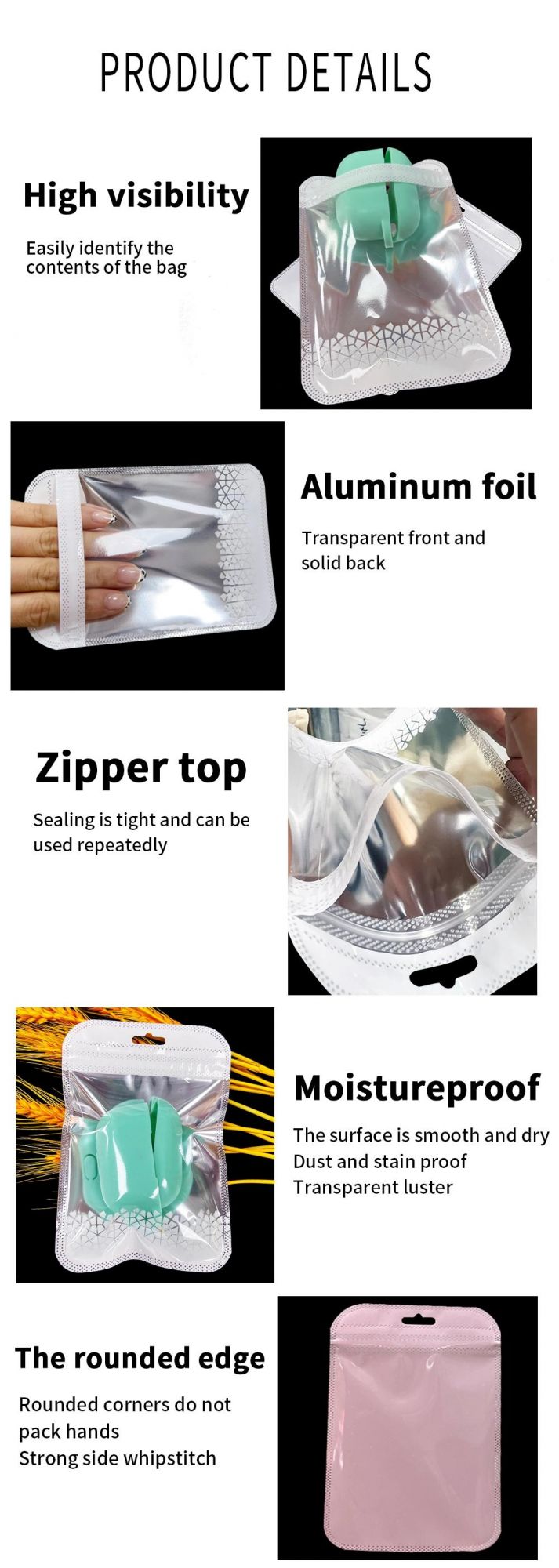 Aluminum Foil Packaging Jewelry Gift Digital Electronic Zipper Bags