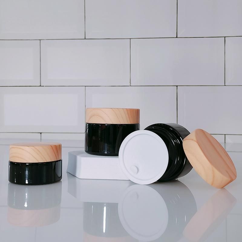 Empty Cosmetic Packaging Jar 20g 30g 50g Light Black Porcelain White Face Scrub Cream Glass Cosmetic Jar with Mushroom Lids