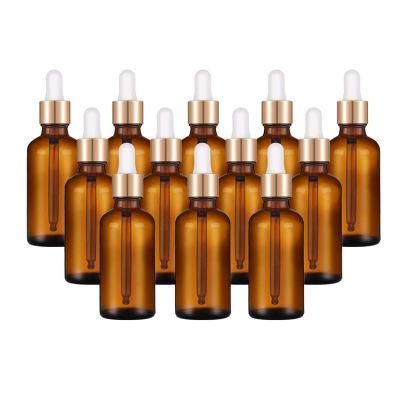 Wholesale 30 Ml Frosted Boston Round Serum Glass Dropper Bottle with Rose Gold Dropper Cap