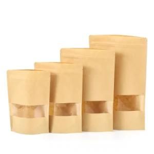 Reusable Food Pouch Stand up Zip Lock Kraft Paper Bags with Window Manufacturer