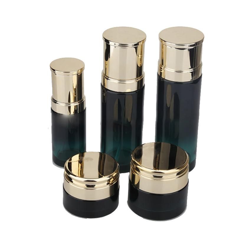 Luxury Clear Gradient Color Cosmetics Bottle Customized Skincare Glass Jars and Bottles Sets
