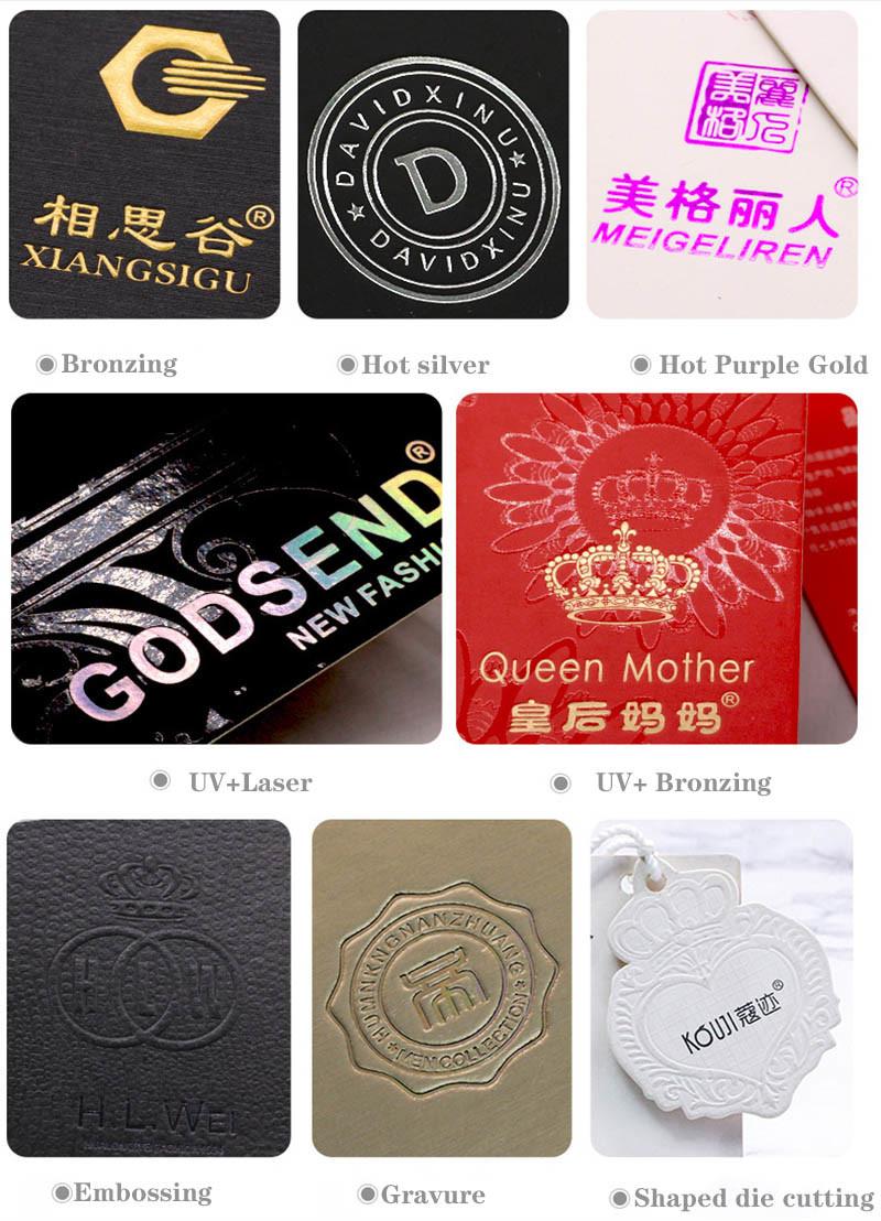 Eco Friendly Custom Design Embossed Logo Print Label Clothing Hang Tag