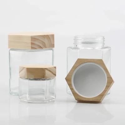 Recycle 70ml 180ml 280ml 4oz Storage Food Honey Cosmetic Cream Jar Packaging Glass Clear Frosted Jars with Bamboo Lid